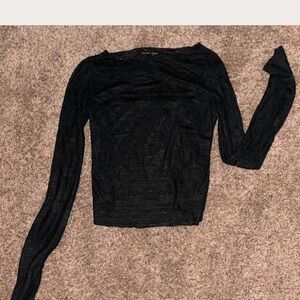 See You Monday Black Long Sleeve Top